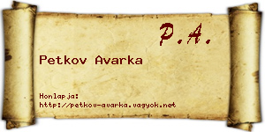 Petkov Avarka névjegykártya